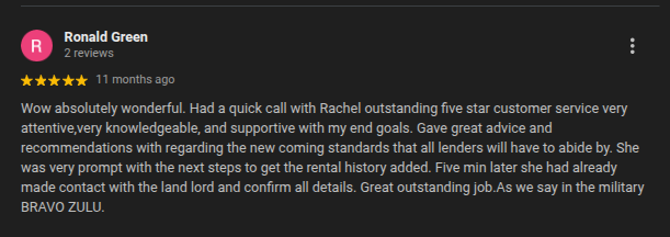 A 5-star customer review on Rental Kharma.