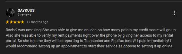 A 5-star customer review on Rental Kharma.